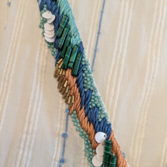 Duet White Sheer Beaded Embroidered Side Tie Dress. Size M/L - Picture 4 of 12